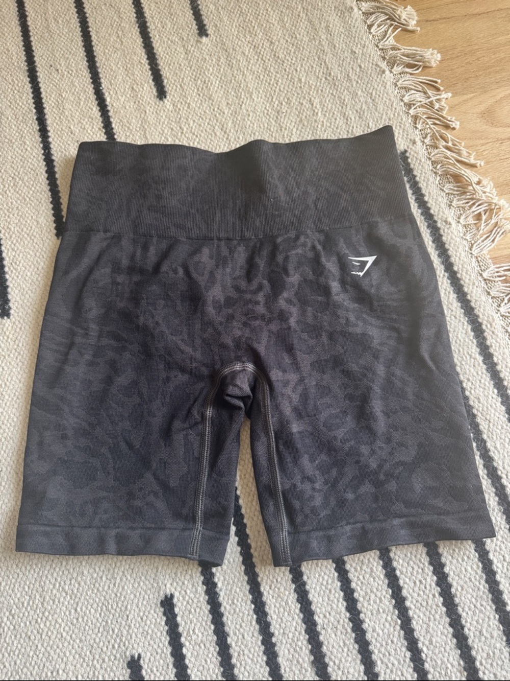 Gymshark Black High-Rise Seamless Camo Bike Shorts
